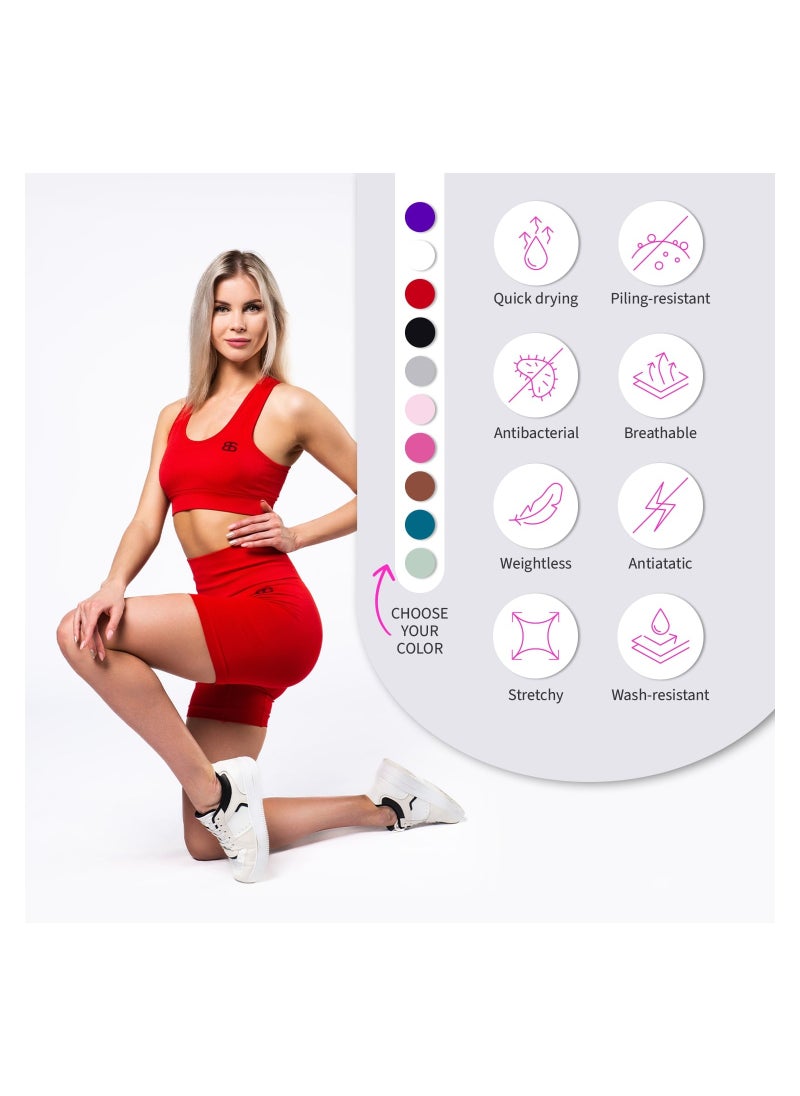 Bernessi Women’s High Support Sports Bra Comfortable Ladies Bra Top for Fitness Yoga Workout Gym Running Exercise Dance Athletic Red Tangerine  - Image 4