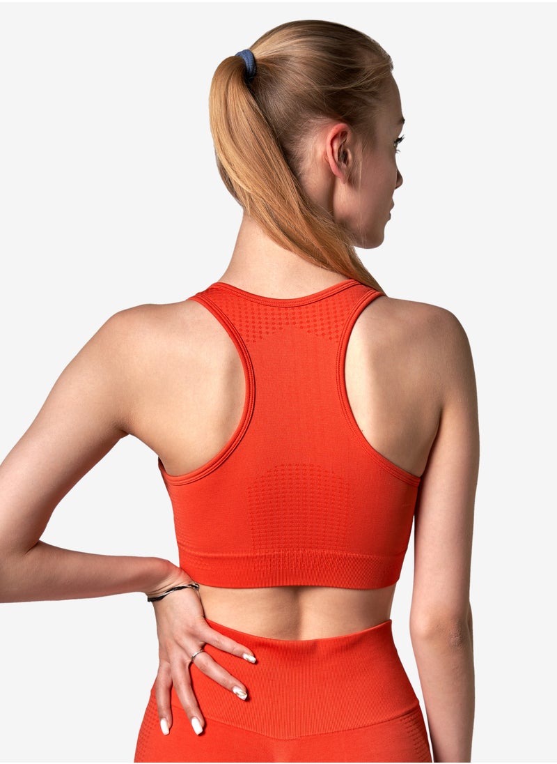 Bernessi Women’s High Support Sports Bra Comfortable Ladies Bra Top for Fitness Yoga Workout Gym Running Exercise Dance Athletic Red Tangerine  - Image 2