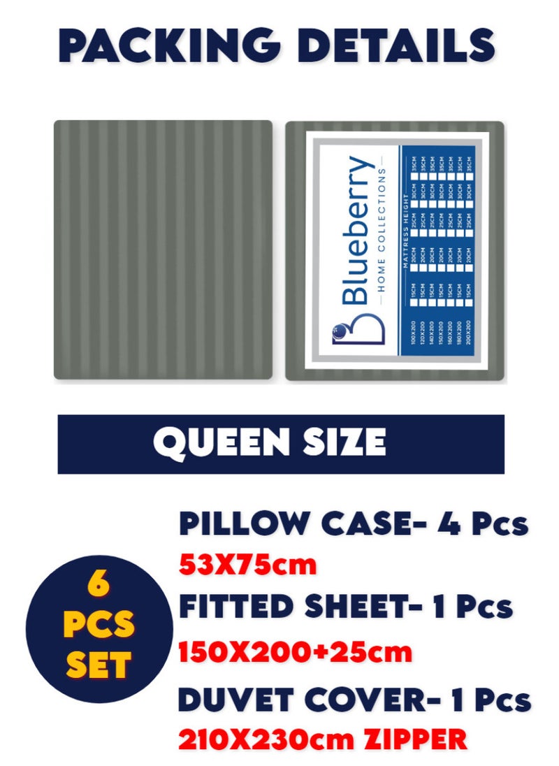 Blueberry - 6 Pieces Queen Size Bed Sheet Set With Duvet Cover Bedding Set - Image 1