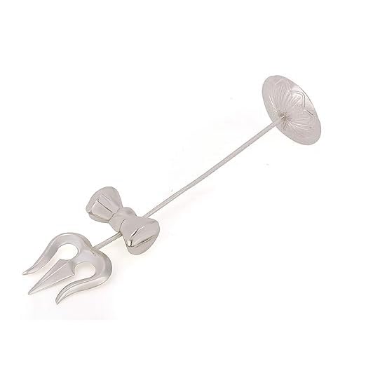 Osasbazaar Pure Silver Trishul Trident with Damru Damaru Damroo for Puja, Temple at Home- 97%-99% Pure BIS Hallmarked, Silver Color, Pack of 1 - Image 2