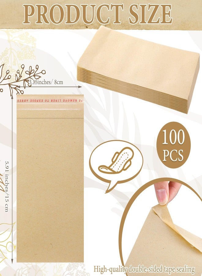 Saypacck 100 Pcs Tampons Disposal Bags Sanitary Napkin Disposal Bags Bulk Feminine Hygiene Disposal Bag Bulk Kraft Tampons Bag for Feminine Products with Self Adhesive for Women Girls, 5.91" x 3.15" - Image 2