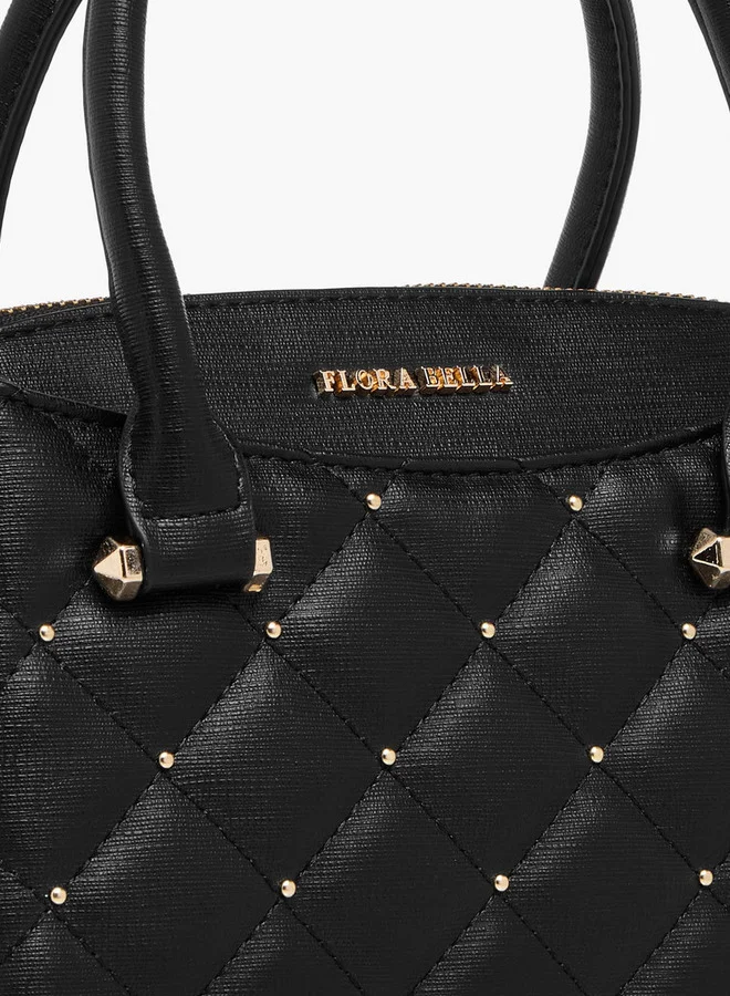Flora Bella By Shoexpress Quilted Tote Bag with Detachable Strap and Zip Closure
