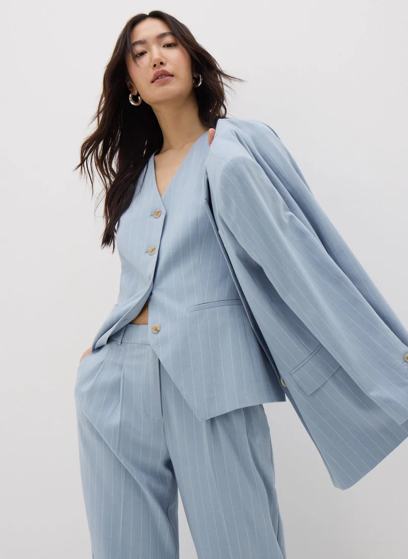 Matalan Blue Pinstripe Waistcoat