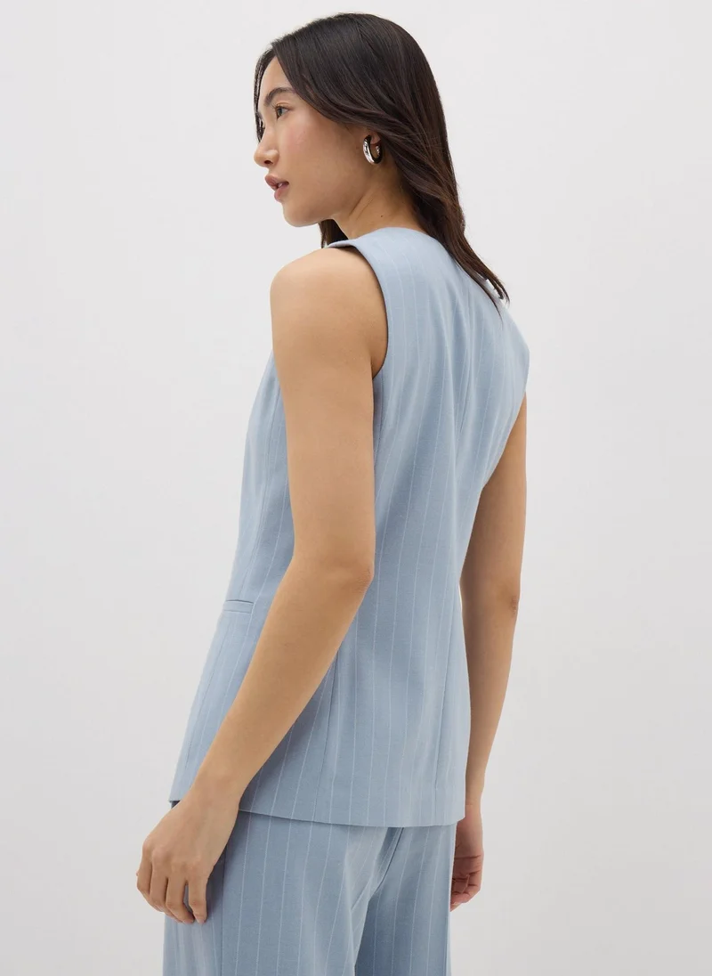 Matalan Blue Pinstripe Waistcoat