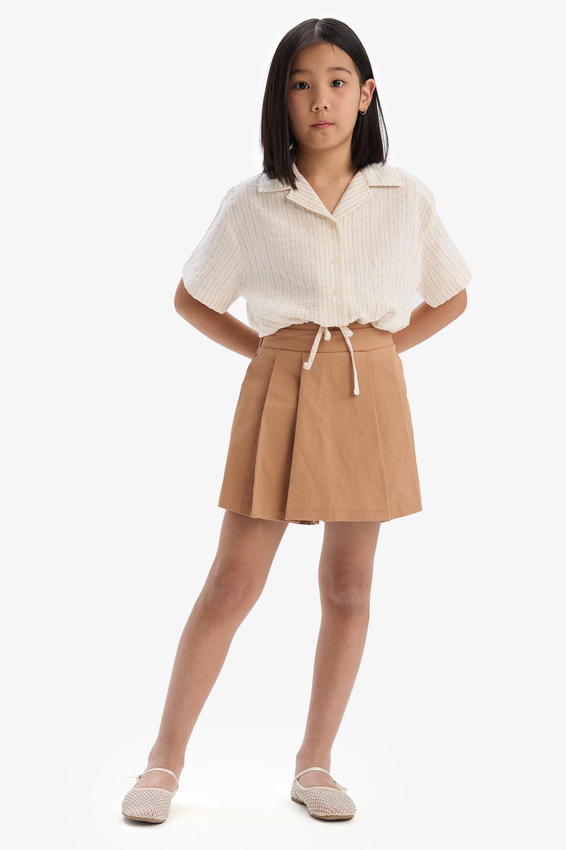 DeFacto Brown Girl Gabardine Pleated Skort Casual - Image 2