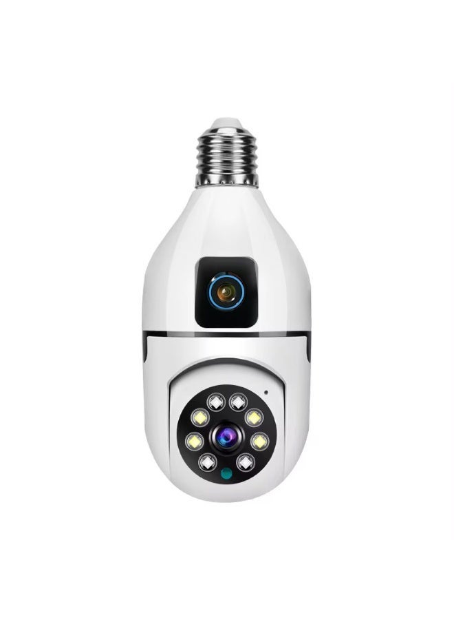 Gulf Trend WiFi Dual Lens Light Bulb Security Camera 4MP 360° PTZ Indoor Smart CCTV Camera with AI Motion Detection, Auto Tracking, Full Color Night Vision, Two-Way Audio, Mobile App Control, Remote Monitoring, Wireless Home Surveillance Camera - Image 1