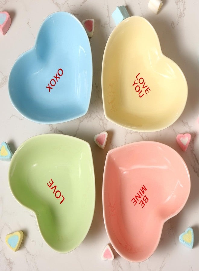 Treory Heart Bowls Valentines Day Decor: 4pcs Heart Shaped Ceramic Dessert Candy Bowl Porcelain Dish, Romantic Decorations for the Home Gifts Party Supplies - Image 2