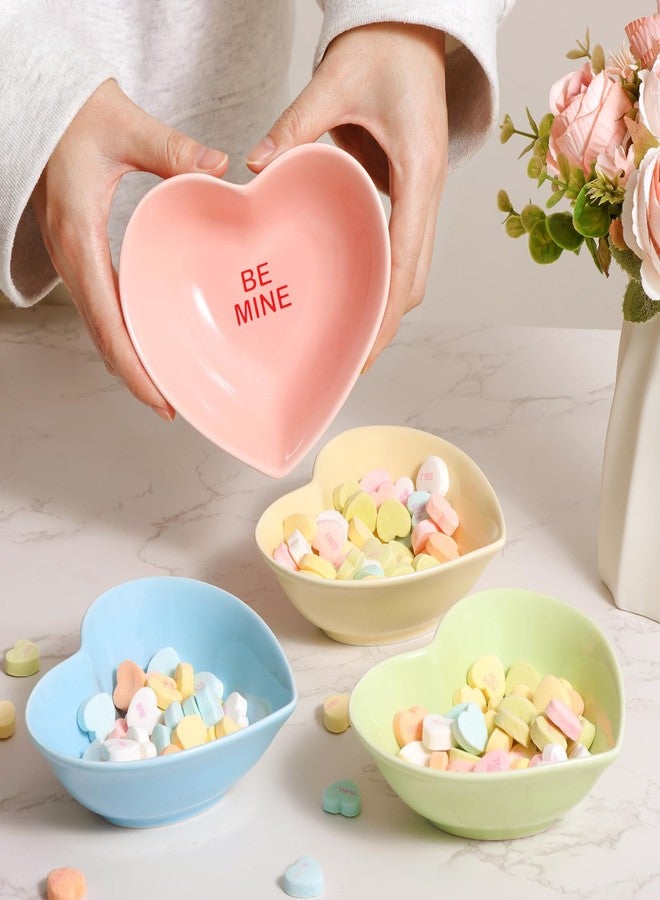 Treory Heart Bowls Valentines Day Decor: 4pcs Heart Shaped Ceramic Dessert Candy Bowl Porcelain Dish, Romantic Decorations for the Home Gifts Party Supplies - Image 1