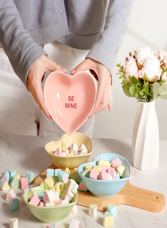 Treory Heart Bowls Valentines Day Decor: 4pcs Heart Shaped Ceramic Dessert Candy Bowl Porcelain Dish, Romantic Decorations for the Home Gifts Party Supplies - Image 4