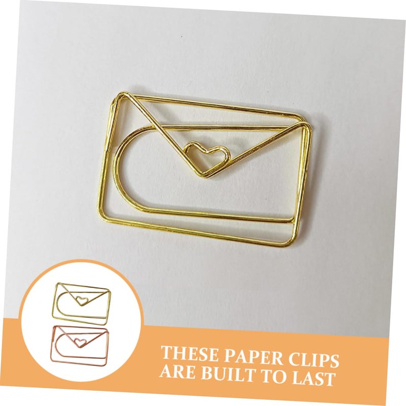 Gold Envelope Shaped Paper Clips 20pcs Cute Cartoon Design for Office School Home Organization - Image 4