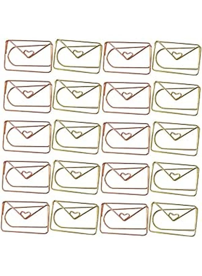 Gold Envelope Shaped Paper Clips 20pcs Cute Cartoon Design for Office School Home Organization - Image 1