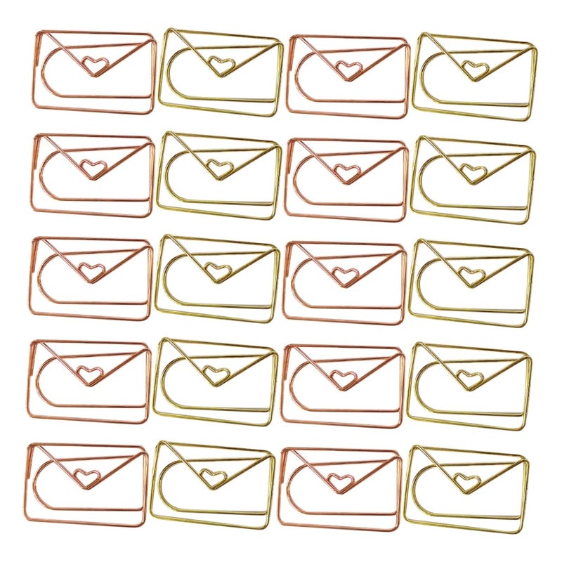 Gold Envelope Shaped Paper Clips 20pcs Cute Cartoon Design for Office School Home Organization - Image 2