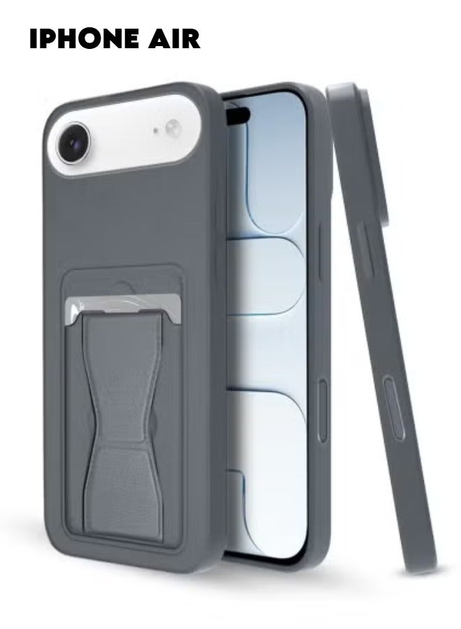 TIGER Apple iPhone Air 5G 2025 Silicone TPU Case with Card Holder and Hand Grip – Slim, Lightweight, Durable Protective Cover in Dark Grey with Secure Card Storage, Enhanced Grip for Comfortable Handling, and Scratch Resistance for Everyday Use (Model MCHPSN) - Image 1