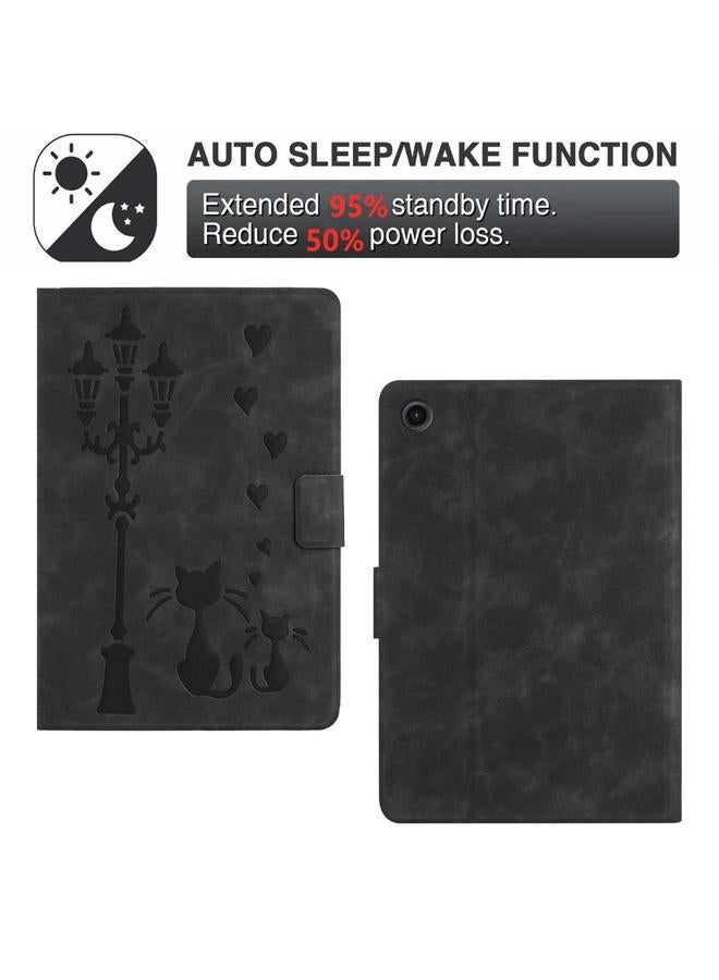 erorex Case For Lenovo Tab M10 Plus 3rd Gen / TB-128F Embossed Couple Cat Smart Tablet Leather Case - Image 4