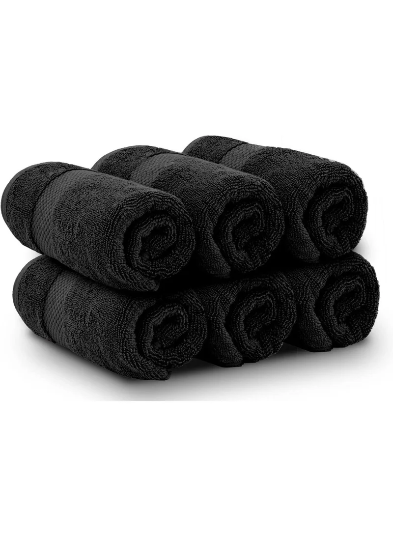 1Chase Luxury Hand Towels Set of 6 – 100% Egyptian Cotton, 16x30 Inches – Ultra Soft &amp; Absorbent – Premium Hotel, Spa &amp; Bathroom Towels – Quick Dry &amp; Durable (6, Black)
