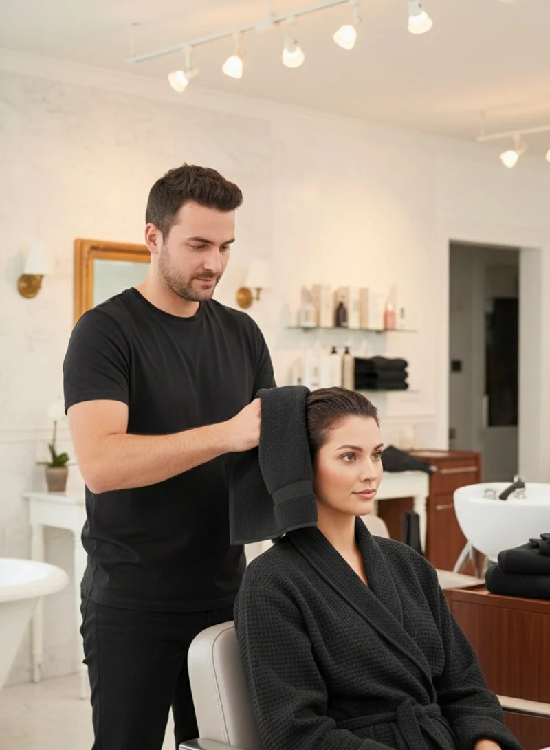 1Chase Luxury Hand Towels Set of 6 – 100% Egyptian Cotton, 16x30 Inches – Ultra Soft &amp; Absorbent – Premium Hotel, Spa &amp; Bathroom Towels – Quick Dry &amp; Durable (6, Black)