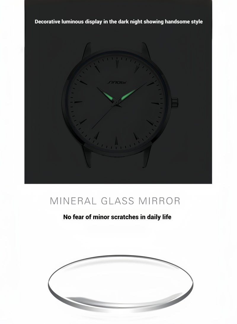 SINOBI Men's Watches for Men - Stainless Steel Watch with Modern Black Dial, Waterproof Quartz for Business Casual & Gifts - Image 5