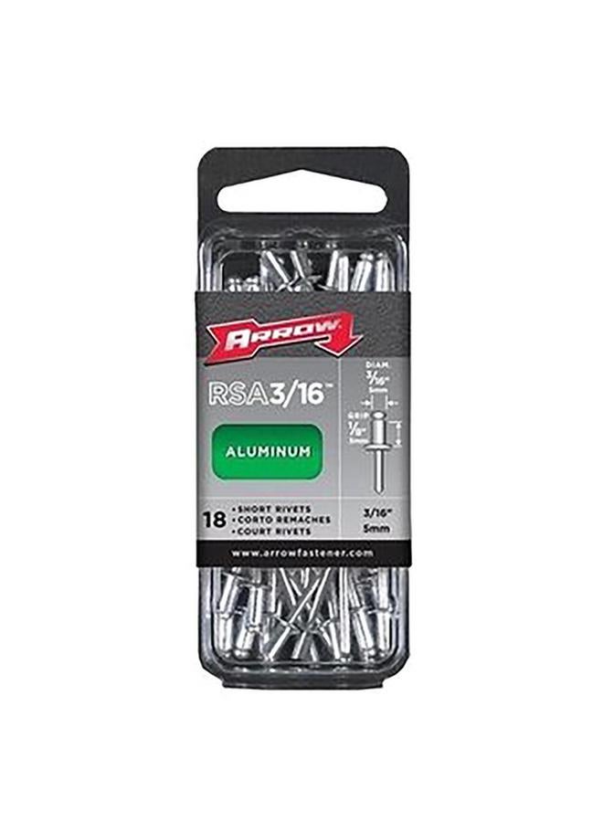 ارو 18 قطعة من مسامير الألمنيوم القصيرة شديدة التحمل باللون الفضي مقاس 3/16 بوصة RSA3/16