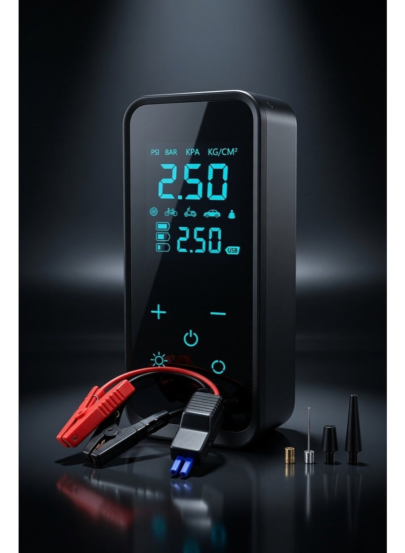 ELTRAZONE Portable Digital Air Compressor Tire Inflator with LCD Display, Rechargeable Battery, Multi Purpose Electric Air Pump, Auto Shut Off, USB Charging, Emergency LED Light for Car, Motorcycle, Bicycle, Sports Balls, Compact Cordless Air Pump - Image 2