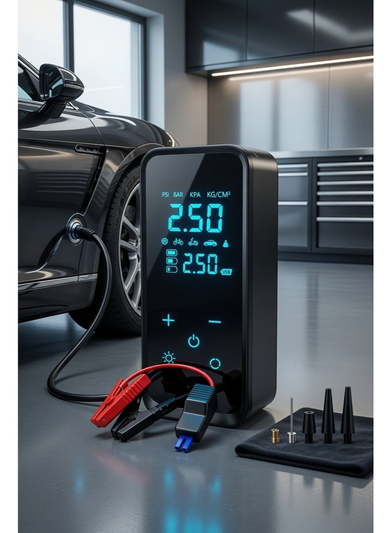 ELTRAZONE Portable Digital Air Compressor Tire Inflator with LCD Display, Rechargeable Battery, Multi Purpose Electric Air Pump, Auto Shut Off, USB Charging, Emergency LED Light for Car, Motorcycle, Bicycle, Sports Balls, Compact Cordless Air Pump - Image 3