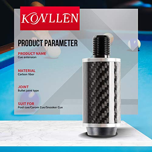 KONLLEN Pool Cue Extension 2'' 3'' 4'' 6'' 8'' 12'' Carbon Fiber Billiard Cue Extension Billiard Accessories for Pool Sticks - Image 4