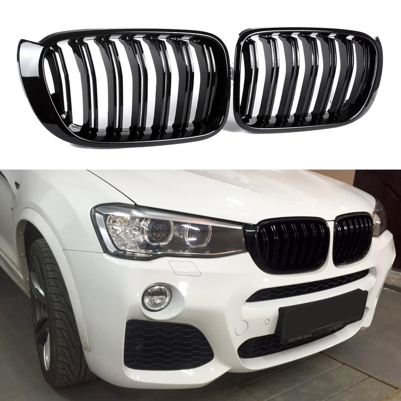 F25 Grille ABS Front Replacement Kidney Grill for X3 Series F25 20152017 X4 Series F26 Gloss Black