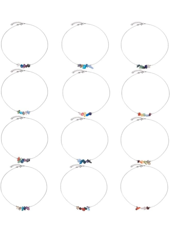 Fuqimanman2020 12 Constellation Zodiac Sign Choker Necklace Raw Crystal Natural Stone Healing Chakra Gemstone Horoscope Astrology Jewelry for Women Girls Birthday Gift, Stone Crystal, stone - Image 3