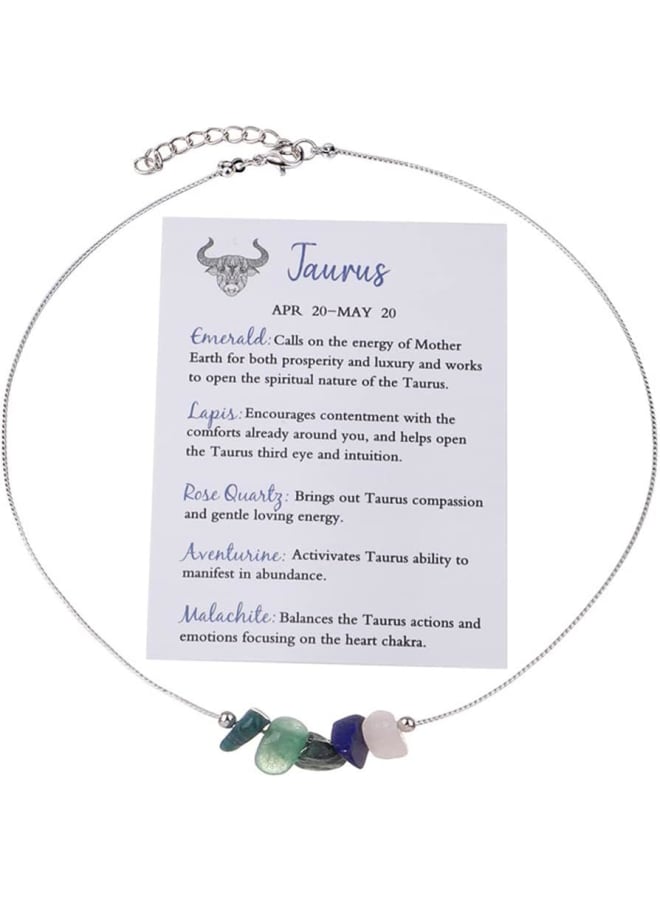Fuqimanman2020 12 Constellation Zodiac Sign Choker Necklace Raw Crystal Natural Stone Healing Chakra Gemstone Horoscope Astrology Jewelry for Women Girls Birthday Gift, Stone Crystal, stone - Image 1