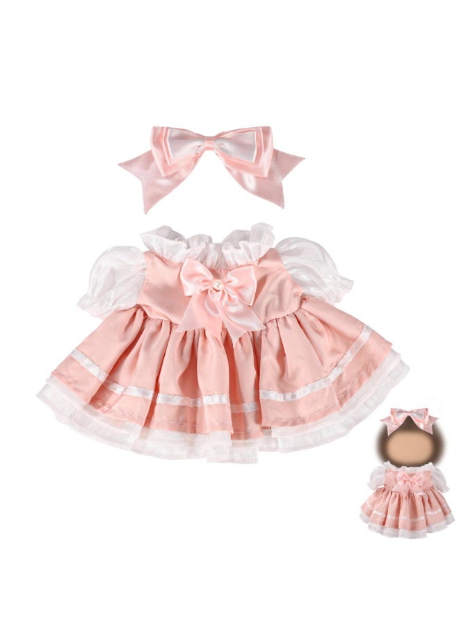 15in Doll Clothes Set, Include 1Pcs Bow Clip And 1Pcs Bow Dress, Cute Outfits and Accessories No Doll Included, Luxury Chic Doll Clothing & Style Bundle for labubu (Pink) - Image 1