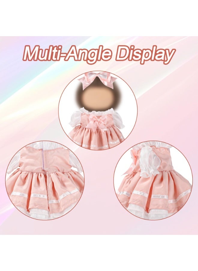 15in Doll Clothes Set, Include 1Pcs Bow Clip And 1Pcs Bow Dress, Cute Outfits and Accessories No Doll Included, Luxury Chic Doll Clothing & Style Bundle for labubu (Pink) - Image 3