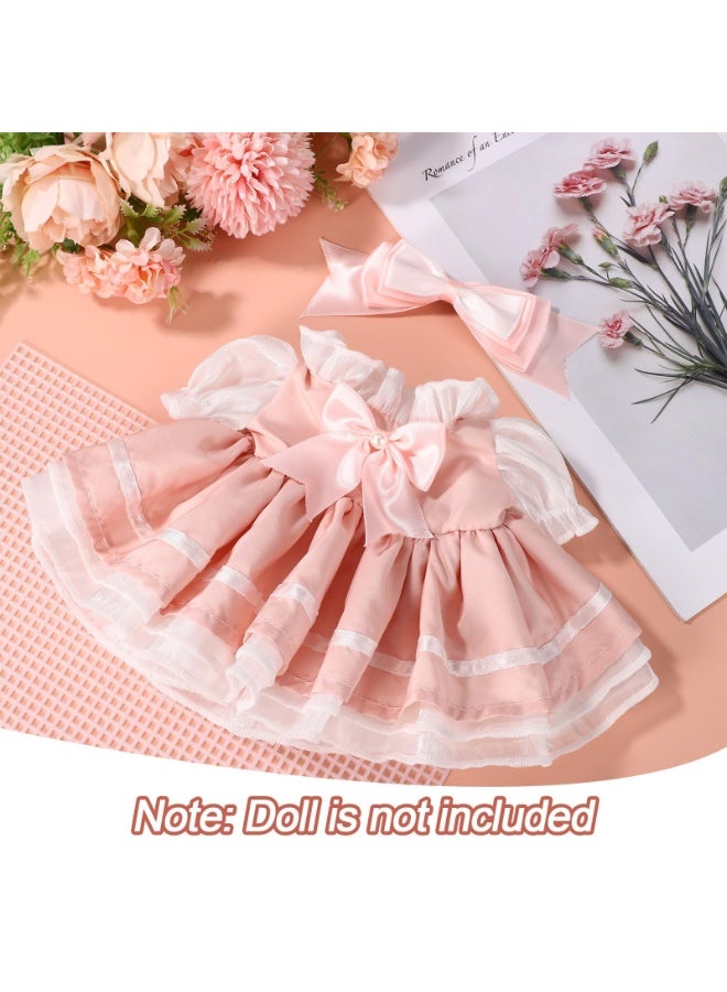 15in Doll Clothes Set, Include 1Pcs Bow Clip And 1Pcs Bow Dress, Cute Outfits and Accessories No Doll Included, Luxury Chic Doll Clothing & Style Bundle for labubu (Pink) - Image 2