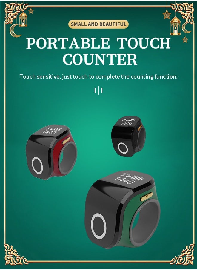 Generic Zikr Ring Tasbih Counter with Vibration Reminder Wearable Smart Touch Light and Portable  - Image 2