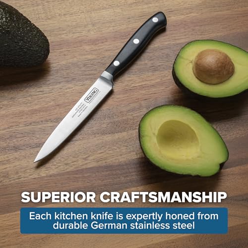 Viking Kitchen Utility Knife, 4.5 Inch German Stainless Steel, Razor Sharp, Ergonomic Handle, Dishwasher Safe, Black - Image 5