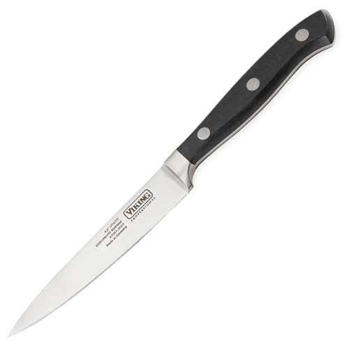 Viking Kitchen Utility Knife, 4.5 Inch German Stainless Steel, Razor Sharp, Ergonomic Handle, Dishwasher Safe, Black - Image 1