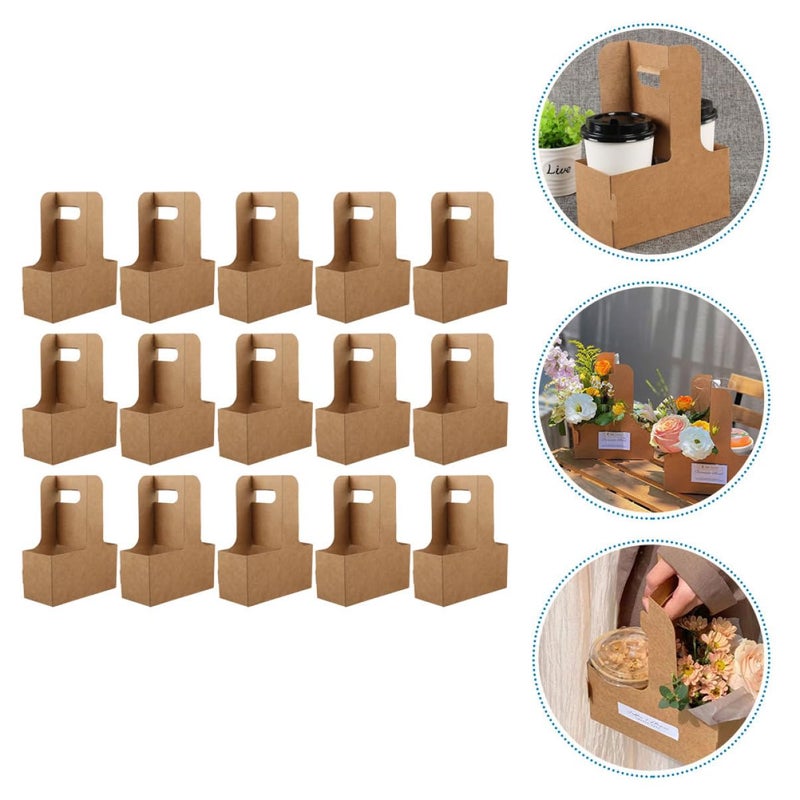 Kraft Paper Drink Carrier For 15 Cups Hot Cold Beverage Holder - Image 5