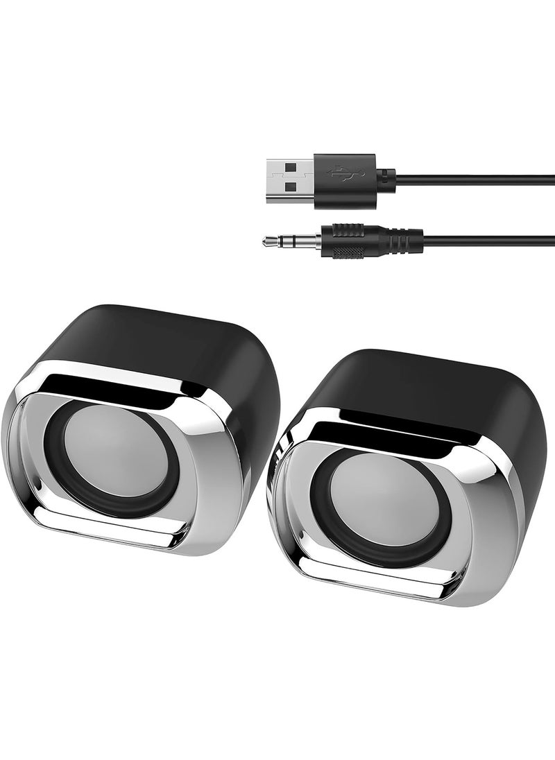 LOOPITYS - Computer Speaker - Compact and Delicate Laptop Speakers with Volume Control and 3.5 Mm Audio Plug, USB-Powered Desktop Speaker Suitable for PC Monitor, Tablets and Cellphone - Image 1