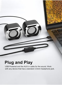 LOOPITYS Computer Speaker - Compact and Delicate Laptop Speakers with Volume Control and 3.5 Mm Audio Plug, USB-Powered Desktop Speaker Suitable for PC Monitor, Tablets and Cellphone  - Image 3