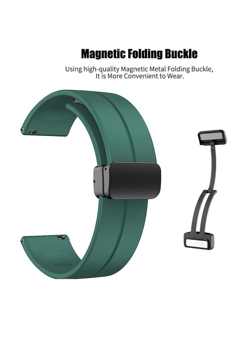 22mm Silicone Strap With Magnetic Folding Buckle For Xiaomi Watch S1/S1 Active/Mi Watch  Green - Image 3