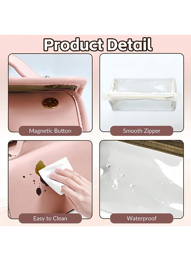 Travel Makeup Bag 4-in-1 Roll-Up,Capacity Cosmetic Bag for Women Portable Pouch Case Toiletry Bag Storage Organizer With 4 Detachable Removable - Image 3