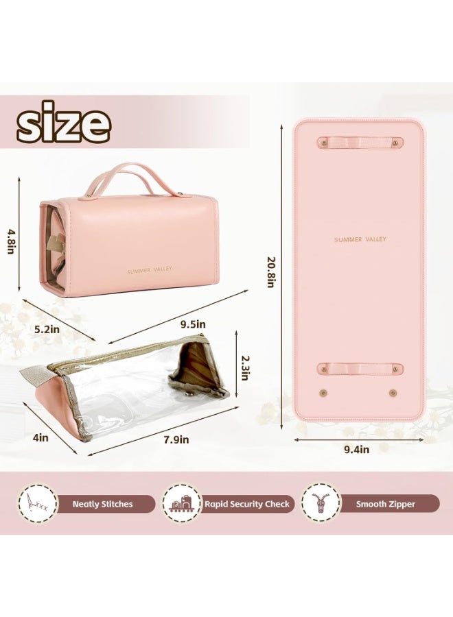 Travel Makeup Bag 4-in-1 Roll-Up,Capacity Cosmetic Bag for Women Portable Pouch Case Toiletry Bag Storage Organizer With 4 Detachable Removable - Image 4