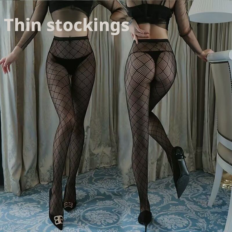 جوارب نسائية سوداء شبكية مثيرة - Image 2