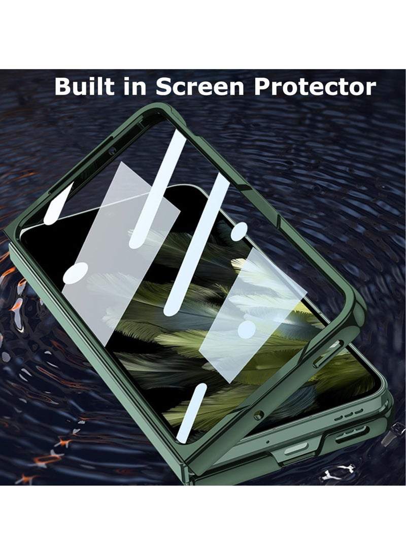 Captaintech Case for OnePlus Open with Magnetic Ring Holder, Slim, Hard PC Cover with Built-in Screen and Camera Protectors, Kickstand Feature, One Plus Open Cover 2023, Green - Image 2