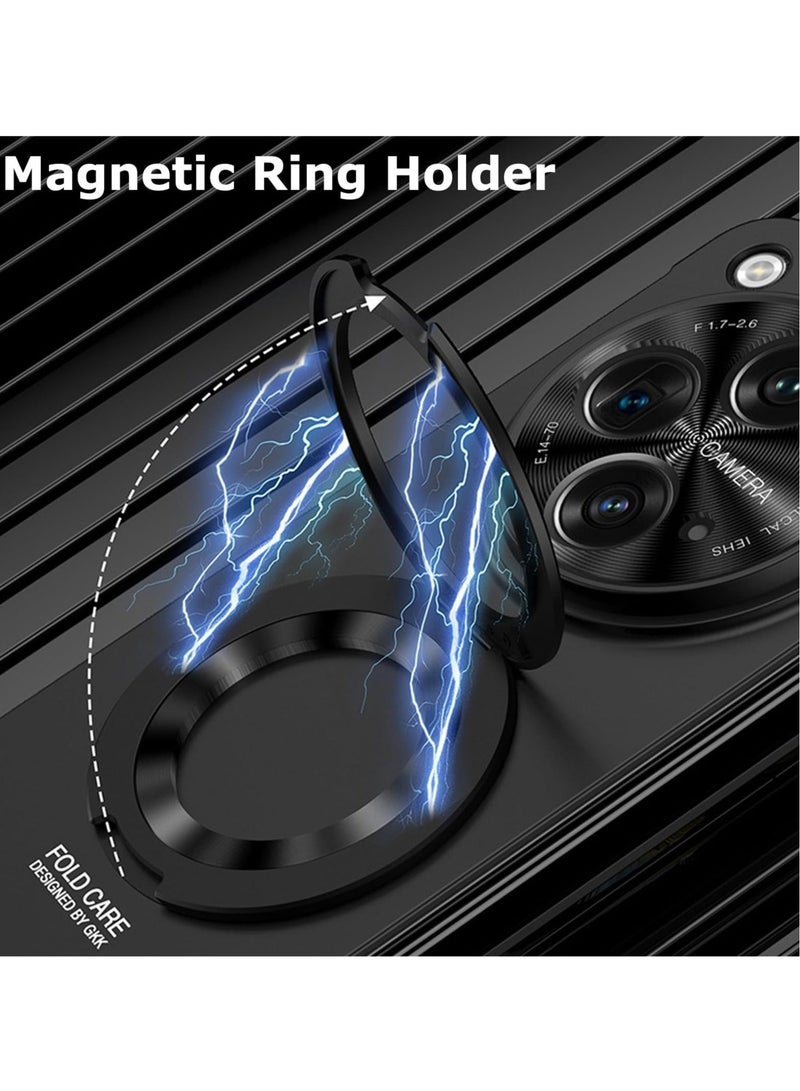 Captaintech Case for OnePlus Open with Magnetic Ring Holder, Slim, Hard PC Cover with Built-in Screen and Camera Protectors, Kickstand Feature, One Plus Open Cover 2023, Green - Image 3