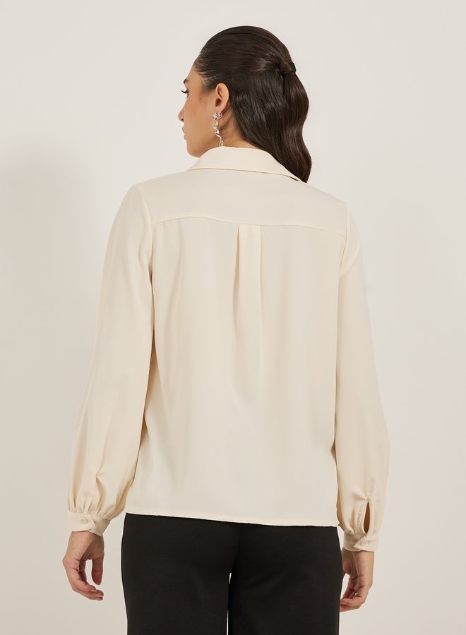 ستايلي بلوزة ملفوفة بقصة عادية مزينة - Image 5