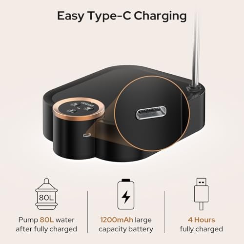 COSTAR Water Dispenser Pump for 20 Litre Bottle, Rechargeable Water Dispenser for Home Automatic Desk Water Pump with 3 Modes Control, Auto Shut-Off, Office, Camping & Parties (New Generation) - Image 5