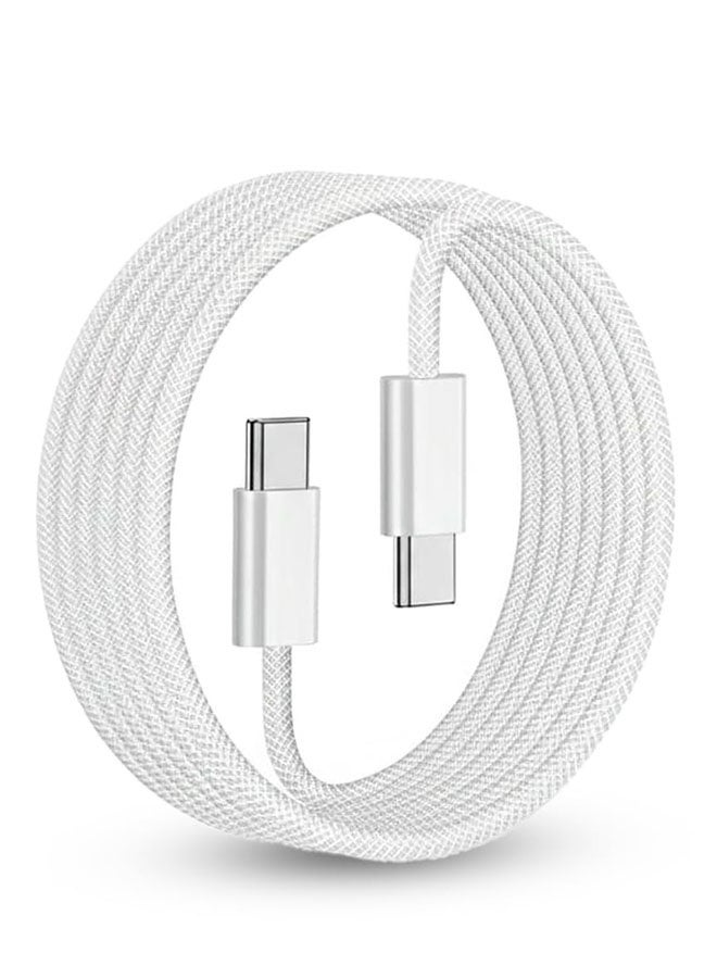 2m USB-C 240W Charge Cable, Nylon Braided  Fast Charging for iPhone 15/16/17 Pro Max, Samsung S25/S24/S23/S22 Ultra, MacBook Pro, iPad Pro/Air, Google Pixel, Huawei, White - Image 1