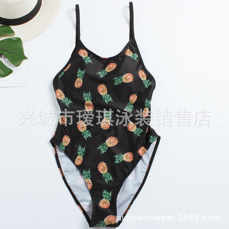 New One-Piece Swimsuit Pineapple Bikini Backless Printing Cq Heavy 0.17 - Image 1