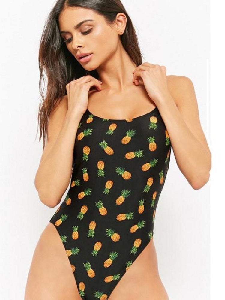 New One-Piece Swimsuit Pineapple Bikini Backless Printing Cq Heavy 0.17 - Image 2