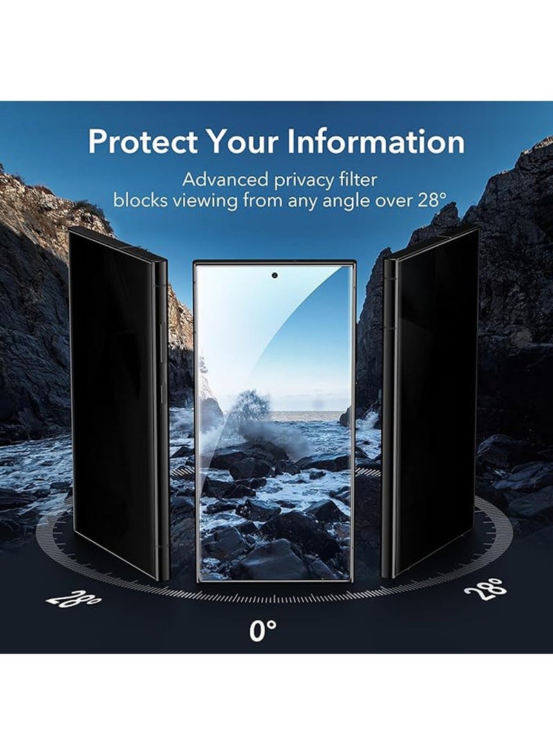X-level 2 Pack Privacy Screen Protector for Samsung Galaxy S24 Ultra with Anti-drop Anti-Spy Private Tempered-Glass,100% Support Ultrasonic Fingerprint ID , Case Friendly Comfortable Touch Accessory - Image 4