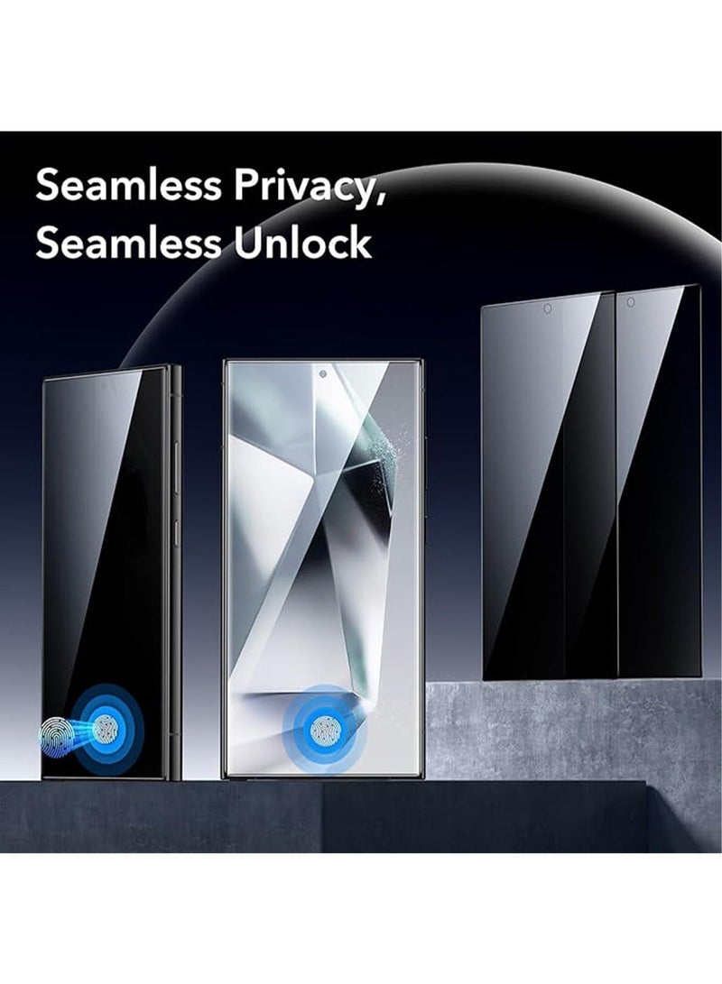 X-level 2 Pack Privacy Screen Protector for Samsung Galaxy S24 Ultra with Anti-drop Anti-Spy Private Tempered-Glass,100% Support Ultrasonic Fingerprint ID , Case Friendly Comfortable Touch Accessory - Image 2